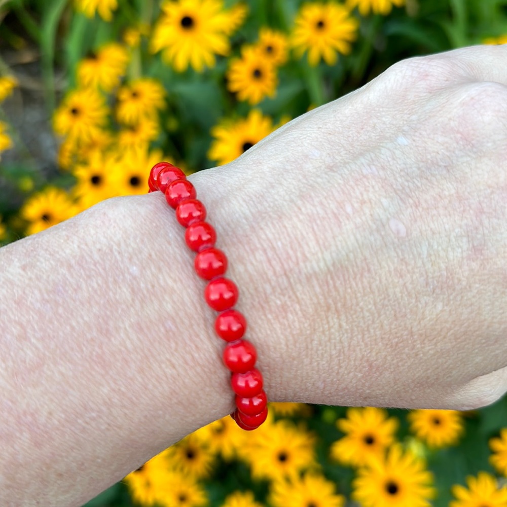 Red Coral Stretch Bracelet